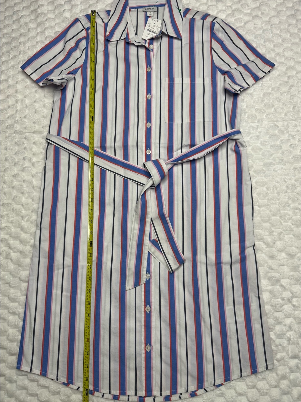 J. Crew Blue and White Striped Short-Sleeve Shirt Dress - Picture 3 of 9